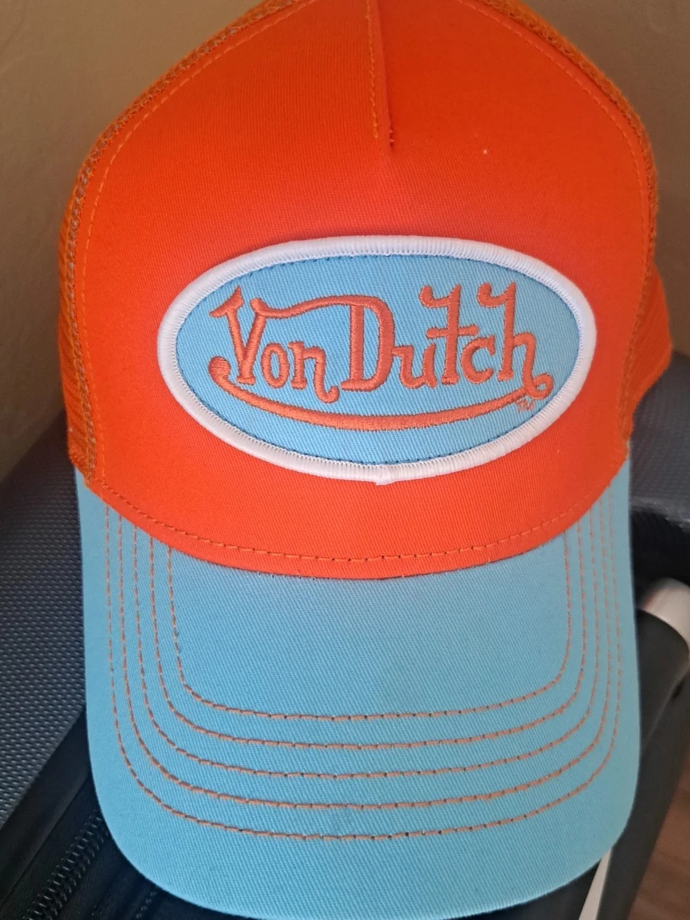 Von Dutch Orange & Light Blue Trucker Hat